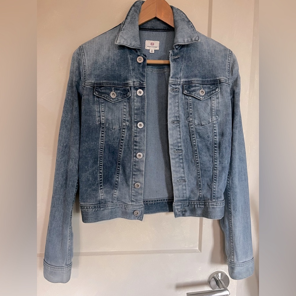 Ag Adriano Goldschmied Blue Denim Jacket Cropped Style